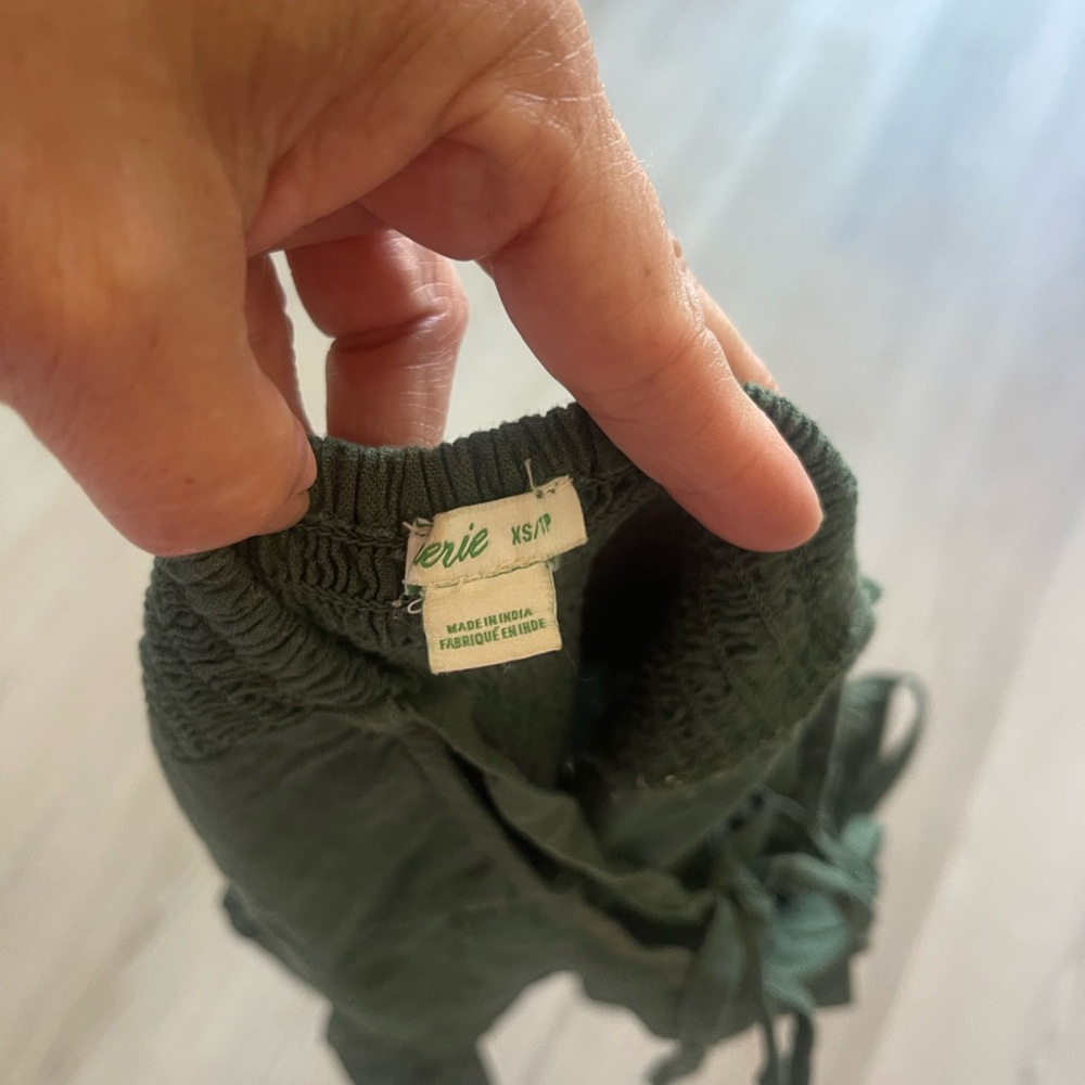 aerie Dark Green Tie-Shoulder Button-Front Midi Dress XS - Picture 3 of 3